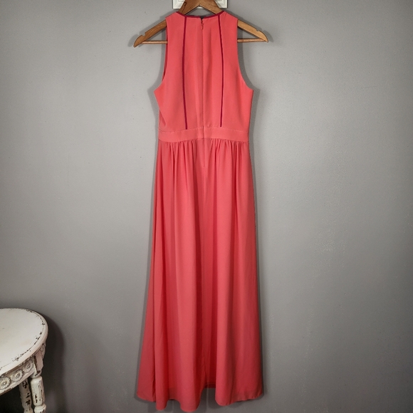 Badgley mischka NWT Penelope Floor Length Dress Coral Color With Pink Piping 4 - Picture 9 of 12